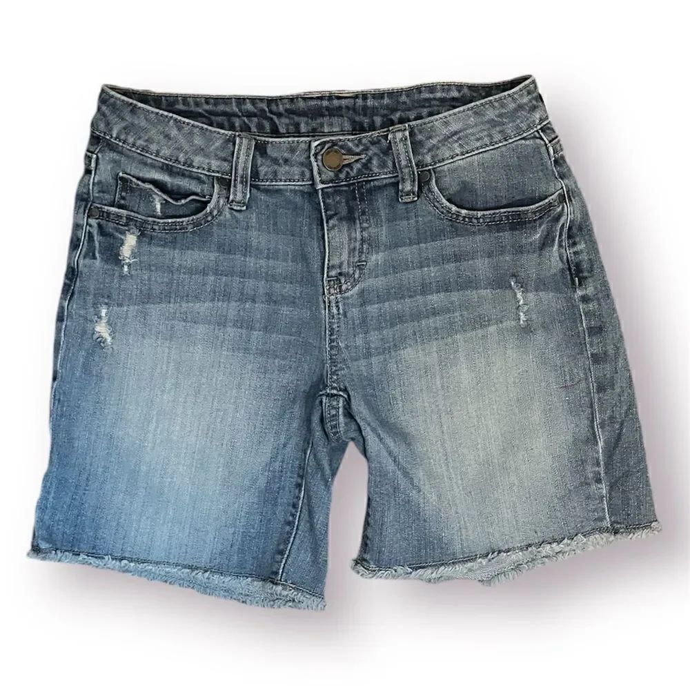 Jennifer Lopez Low Rise Bermuda Cutoff Style Jean Shorts Medium Blue Denim 0